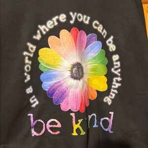 Gildan Black Long Sleeve Tee with Rainbow Flower